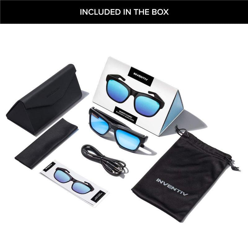 [Australia - AusPower] - Inventiv Wireless Bluetooth Audio Sunglasses, Open Ear Headphones Music & Hands-Free Calling, for Men & Women, Polarized Glasses Lenses (Black Frame / Grey Tint) Black Frame / Grey Tint 