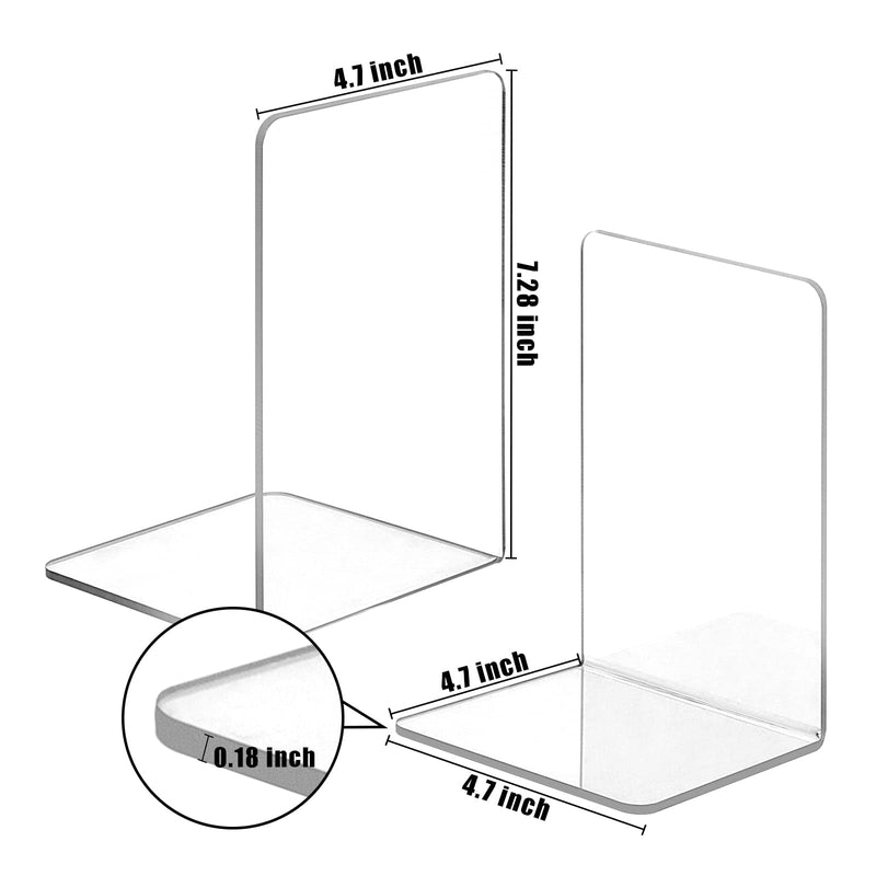 [Australia - AusPower] - Bookend, DRLIFE Clear Acrylic Bookends for Shelves, Book End, Book Stopper for Heavy Duty Books, CDs, Video Games (1 Pair/2 Pieces) 