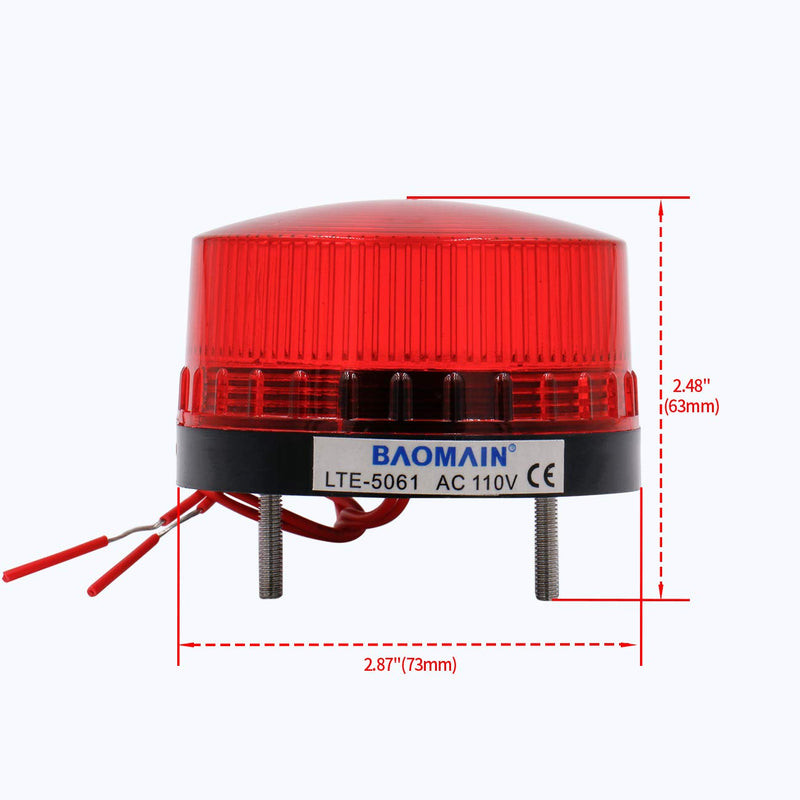[Australia - AusPower] - Baomain Industrial Signal Warning lamp Round Red Warning Light Blinking LTE-5061 AC 110V 3W 