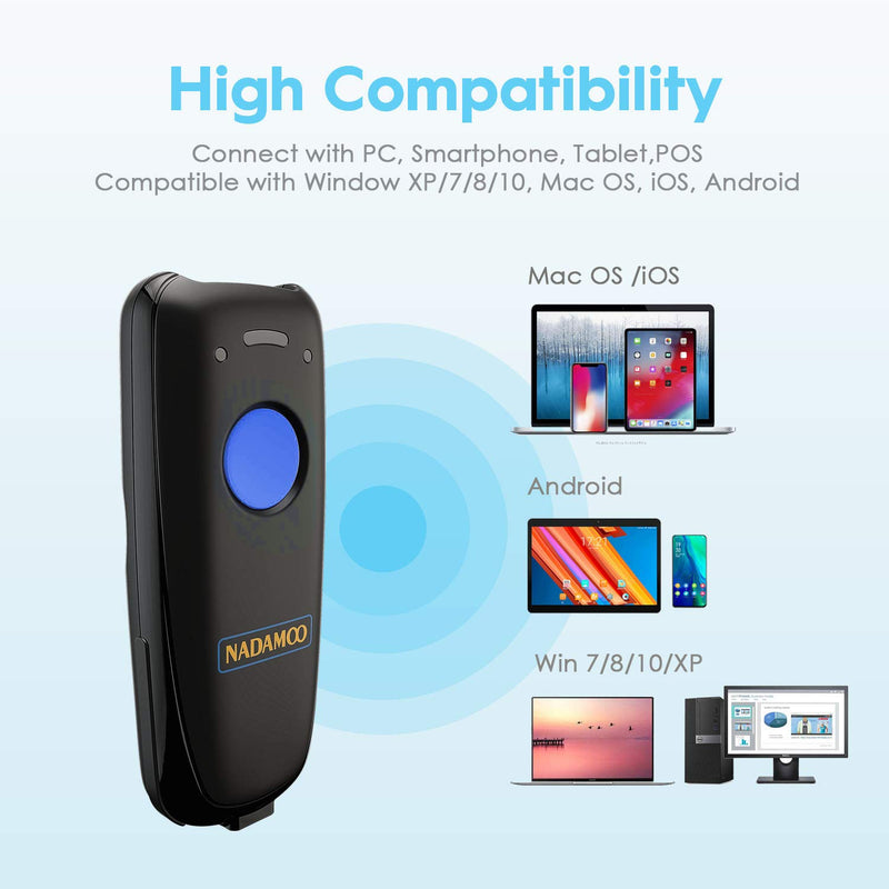 [Australia - AusPower] - NADAMOO Wireless Barcode Scanner Compatible with Bluetooth, with Charging Dock, Portable USB 1D Bar Code Scanner for Inventory, 2.4G Wireless & Wired Barcode Reader for Tablet iPhone iPad Android iOS 