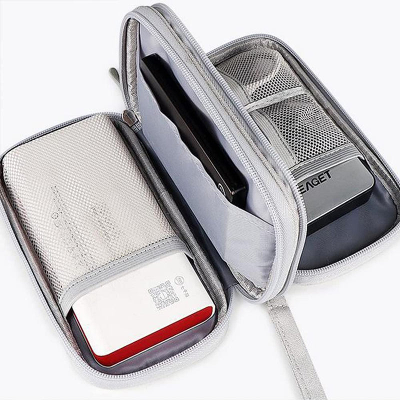 [Australia - AusPower] - 2PCS Electronics Travel Organizer, Waterproof Electronic Accessories Case, Travel Cable Organizer Bag Waterproof Portable Electronic Organizer for USB, Cable, Hard Drive, Cord, Charger, Phone, Grey DY01-Grey-Small+Big 