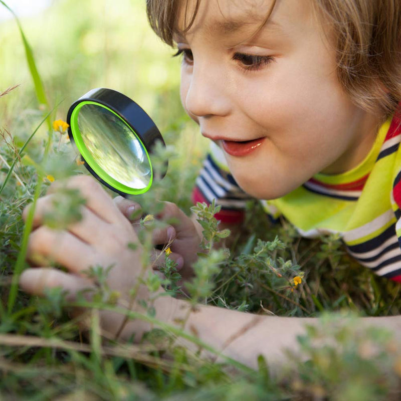 [Australia - AusPower] - Leffis 3 Pack Magnifying Glass, 10X Non-Slip Handheld Reading Magnifier for Kids and Seniors, 75mm Magnifying Glass Lens for Reading, Classroom Science, and Nature Exploration (Felt Bag Included) 3 Pack(green/Yellow/Orange) 