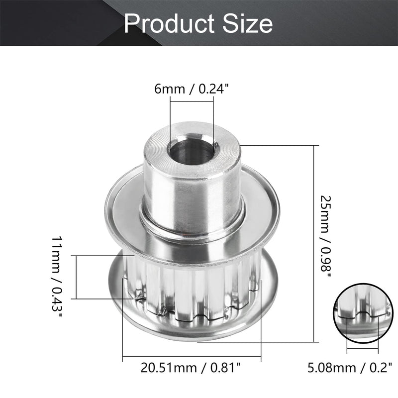 [Australia - AusPower] - Fielect Aluminium Alloy XL 13 Teeth 6mm Inner Bore Diameter Timing Belt Pulley Flange Synchronous Wheel Silver Tone for 3D Printer CNC 1Pcs Bore Diameter: 6mm/0.23" XL13 