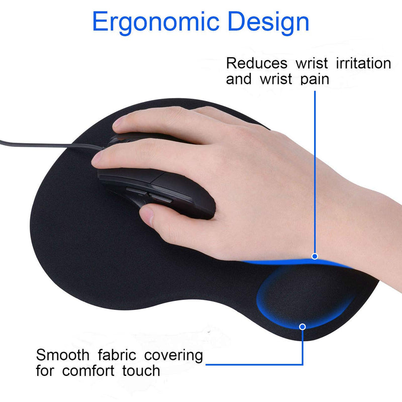 [Australia - AusPower] - JIKIOU 2 Pack Mouse Pad, Ergonomic Mouse Pad with Gel Wrist Rest Support, Comfortable Wrist Rest Mouse Pad with Non-Slip PU Base for Computer Laptop Home Office Travel, Small Size, 9 x 7.5 inch, Black 