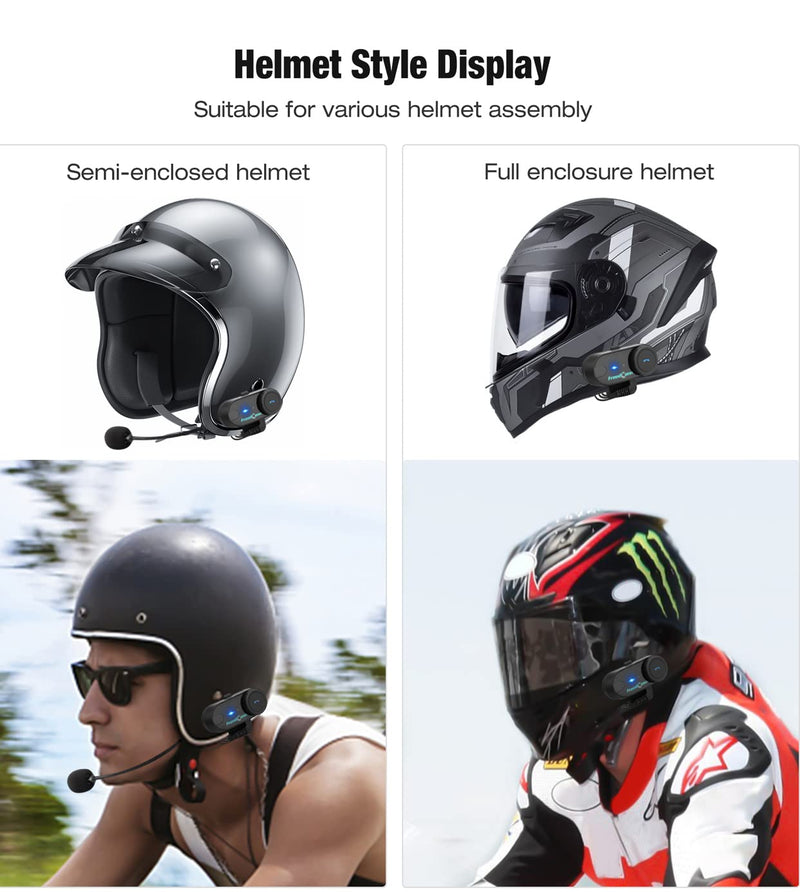 [Australia - AusPower] - Bluetooth Intercom for Helmet,FreedConn T-COMVB 800M,2-Way Motorcycle Helmet Bluetooth Headset,Motorcycle Bluetooth Communication System for Ski/ATV/Dirt Bike/Off,Bluetooth for Motorcycle Helmet TCOM-VB Hard Mic 1PACK 