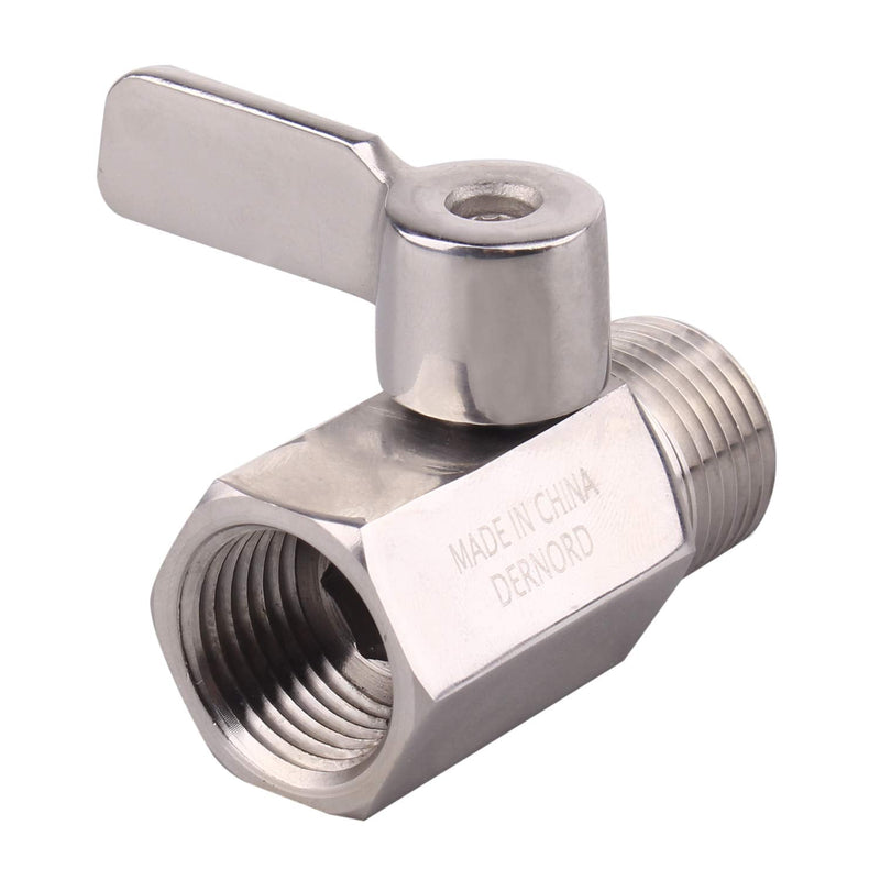 [Australia - AusPower] - DERNORD 1/2" Stainless Mini Ball Valve Female x Male NPT Thread with Stainless Steel Handle Pack of 2 1/2 Inch 