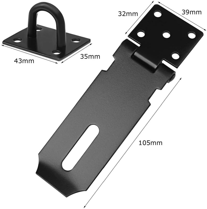 [Australia - AusPower] - Padlock Hasp 4 Inch Door Hasp Latch Lock Stainless Steel Padlock Clasp Black Hasp Lock Gate Hasp with Fixing Screw for External Doors Window Cabinet Pet Cage 