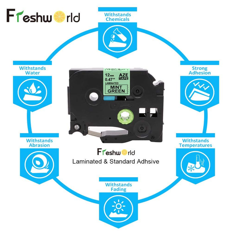 [Australia - AusPower] - Freshworld 6-Pack Compatible TZe Tape Replacement for Brother P-Touch TZ 12mm 0.47"Laminated Label Maker Tape (Clear/Purple/Blue/Pink/Lemon Yellow/Mint Green),for Ptouch PT-D210 PT-H110 PT-D400 D600 