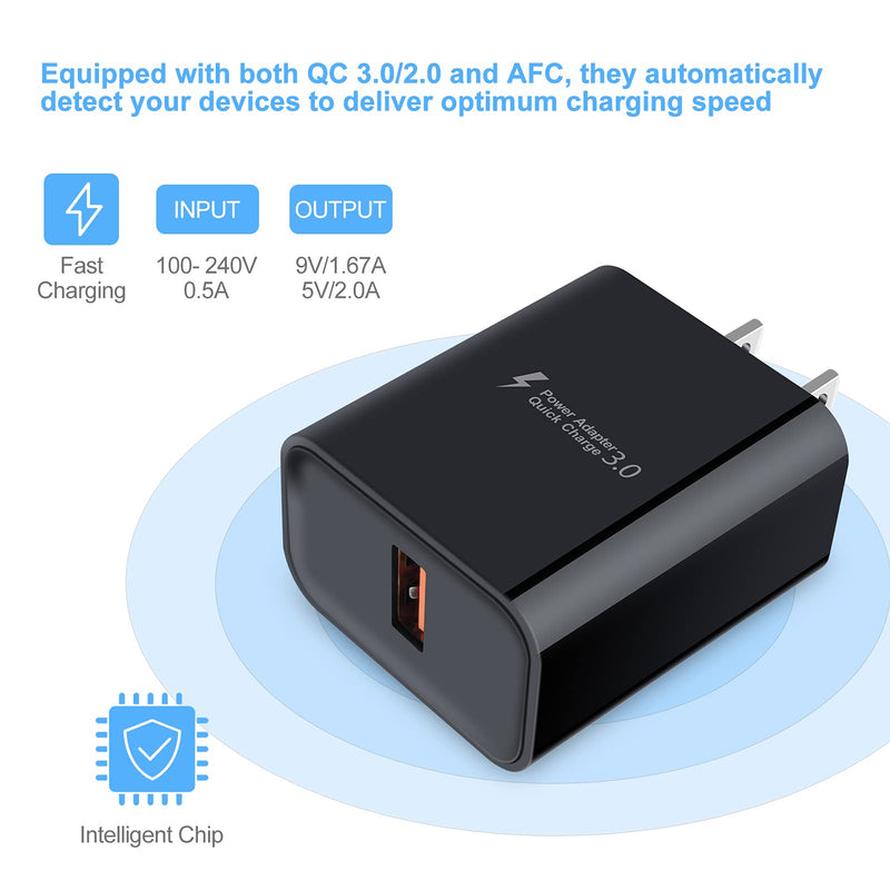 [Australia - AusPower] - USB Charger Plug,Quick Charge 3.0 Fast Charging Block Wall Charger Cube Box Compatible with iPhone,Samsung Galaxy S22 S21 S20 Note20 S10 S10e S9 S8 A21 A20 A11 A71 A51 A01 A50 A10e,LG,Moto,HTC,Android black-QC 