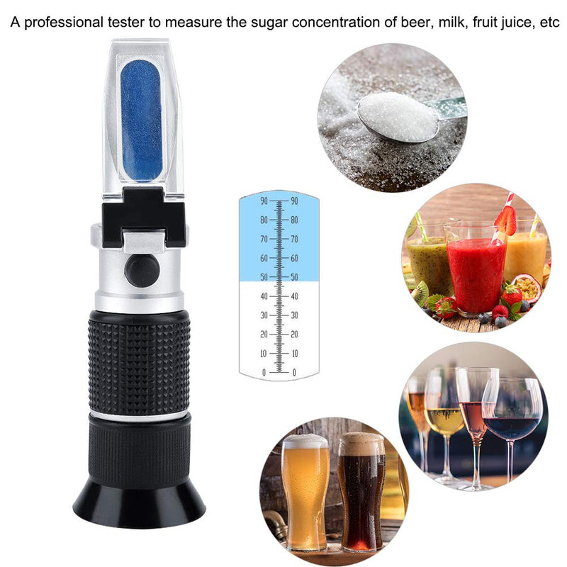[Australia - AusPower] - Portable Refractometer Professional Hand Held Brix Refractometer 0~90% Specific Food Beer Milk Fruit Juice Sugar Meter Tester 