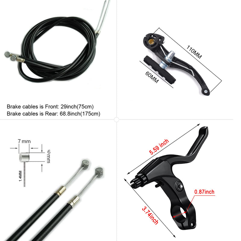 [Australia - AusPower] - Hmseng 2 Pair Bike V Brakes Set, Mountain Front and Rear Bike Brake with 2 Bike Brake Cables Wire, 2 Pieces Cable End Caps 