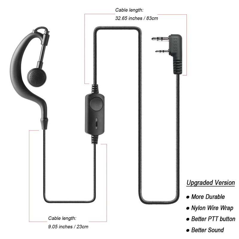 [Australia - AusPower] - Upgraded Walkie Talkie Earpiece with Microphone for Baofeng BF-888S UV-5R Arcshell AR-5 Retevis H-777 Ansoko A-8S Greaval GV-8S(Pack of 2) 