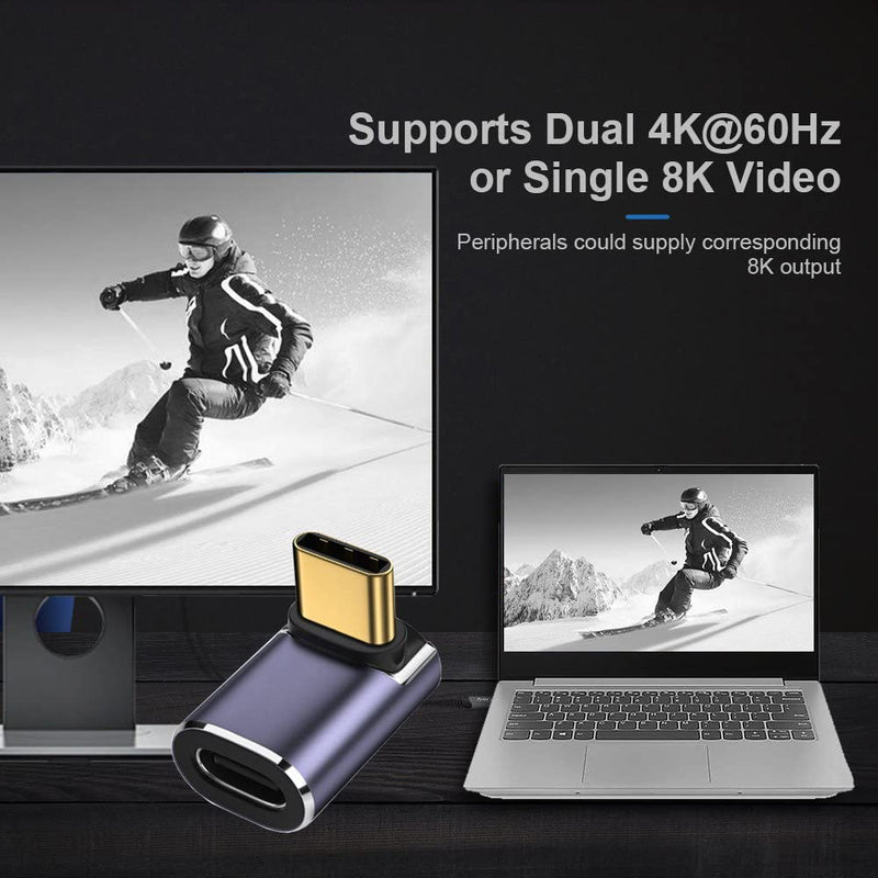 [Australia - AusPower] - NFHK 40Gbps USB4 Type C Male to Female 90 Degree Up Down Angled 100W Power Data 8K Video Adapter for Laptop Phone Up Angled Male to Female 