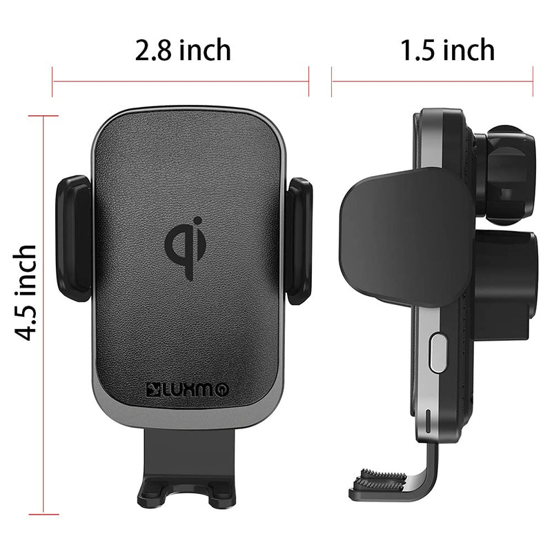 [Australia - AusPower] - Wireless Car Charger Luxmo Qi 15W Fast Charging Auto-Clamping Car Air Vent Holder Car Phone Holder Mount for iPhone12/12 Pro/11/11Pro/11ProMax/XSMax/XS/X/8/8+ Samsung S20/S10/S10+/S9/S9+/S8/S8+/Note Black 