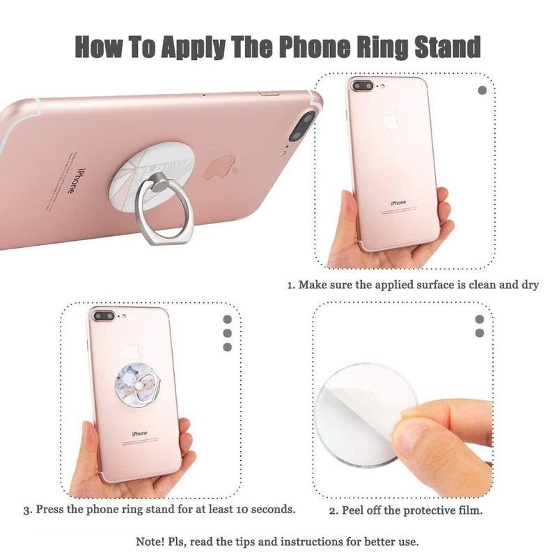 [Australia - AusPower] - Phone Ring Holder Stand- Liv2Fun Reusable Finger Ring Kickstand with 360 Rotation, Universal Cell Phone Grip and Mount Hook Combo, 4 Pack (Marble) Marble 