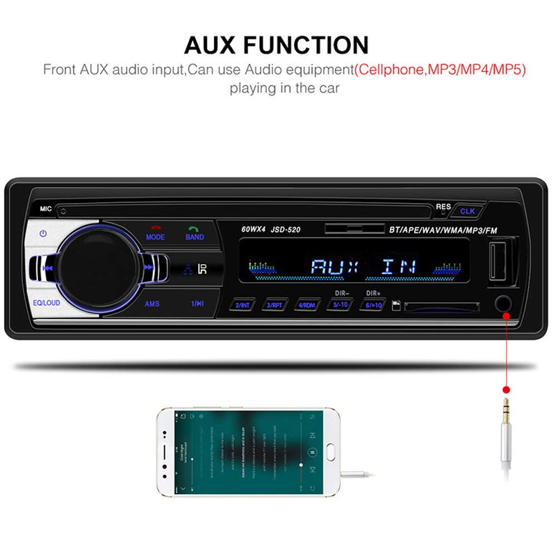 [Australia - AusPower] - PolarLander Car Radio Audio USB/SD/MP3 Player Receiver Bluetooth Hands-Free with Remote Control Black 1 Din 
