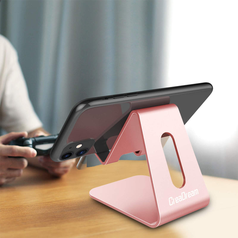 [Australia - AusPower] - CreaDream Cell Phone Stand, Cradle, Holder,Aluminum Desktop Stand Compatible with Switch, All Smart Phone, iPhone 11 Pro Xs Max Xr X Se 8 7 6 6s Plus SE 5 5s-Rose Gold Rose Gold 