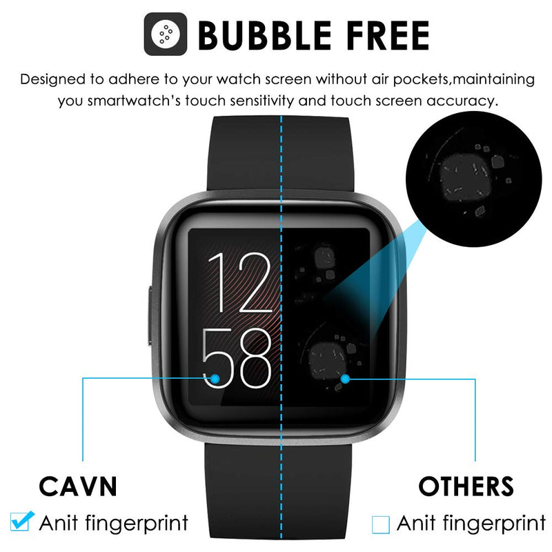 [Australia - AusPower] - CAVN 4-Pack 3D Screen Protector Compatible with Fitbit Versa 2, Full Coverage Screen Protector Protective Cover Saver for Versa 2 Smartwatch, Waterproof/Scratch Resistant/Bubble Free 