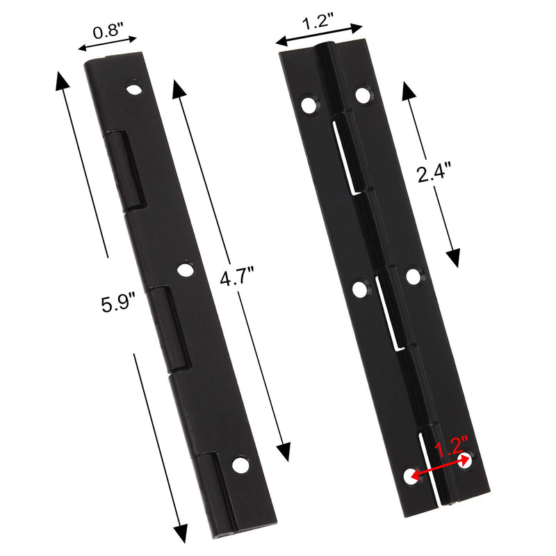 [Australia - AusPower] - 4 PCS 6 Inch Black Stainless Steel Piano Hinge, Heavy Duty Continuous Hinge, Heavy Duty Polished Stainless Piano Hinges for Piano Boat Cabinets Storage Box, 0.6 Inch Thickness 