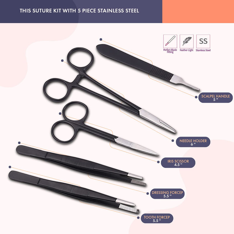[Australia - AusPower] - Suture Practice Kit for Medical Student, Complete Suture Practice Kit, Suture Training Include Upgrade Suture Pad with 3 Layers and 14 Wounds with Silicone Suture Pad and Suture Tool kit, 