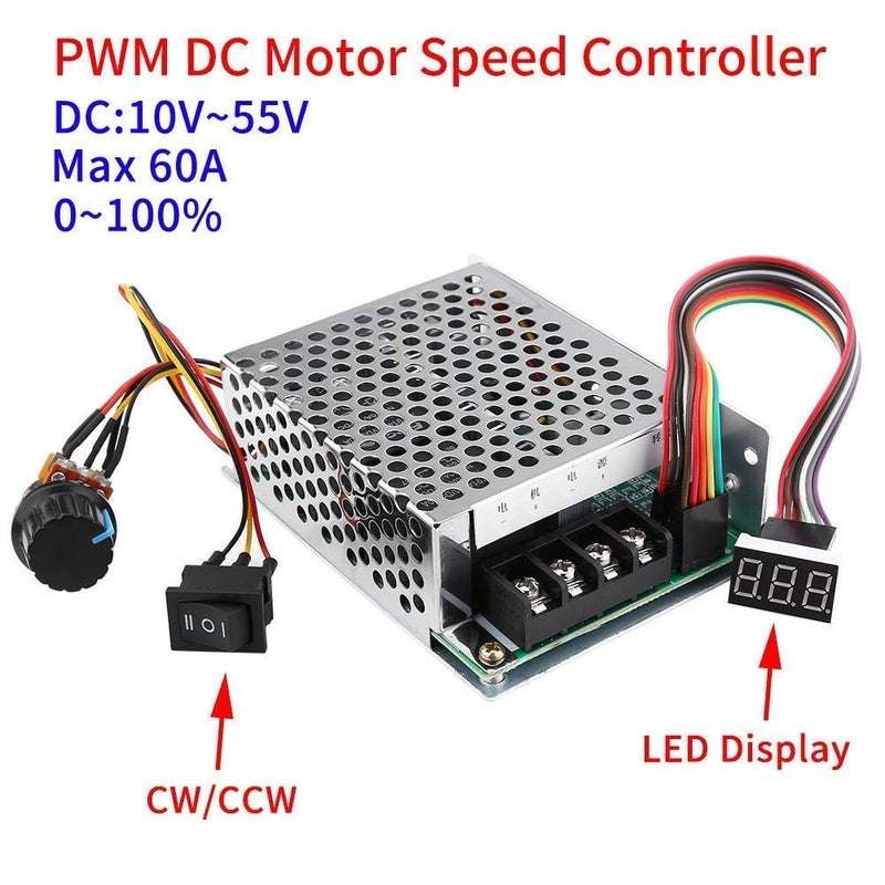 [Australia - AusPower] - DC Motor Speed Controller 10V-55V PWM Controller CW CCW Forward and Reverse Switch with LED Display for Brushed DC Motor 