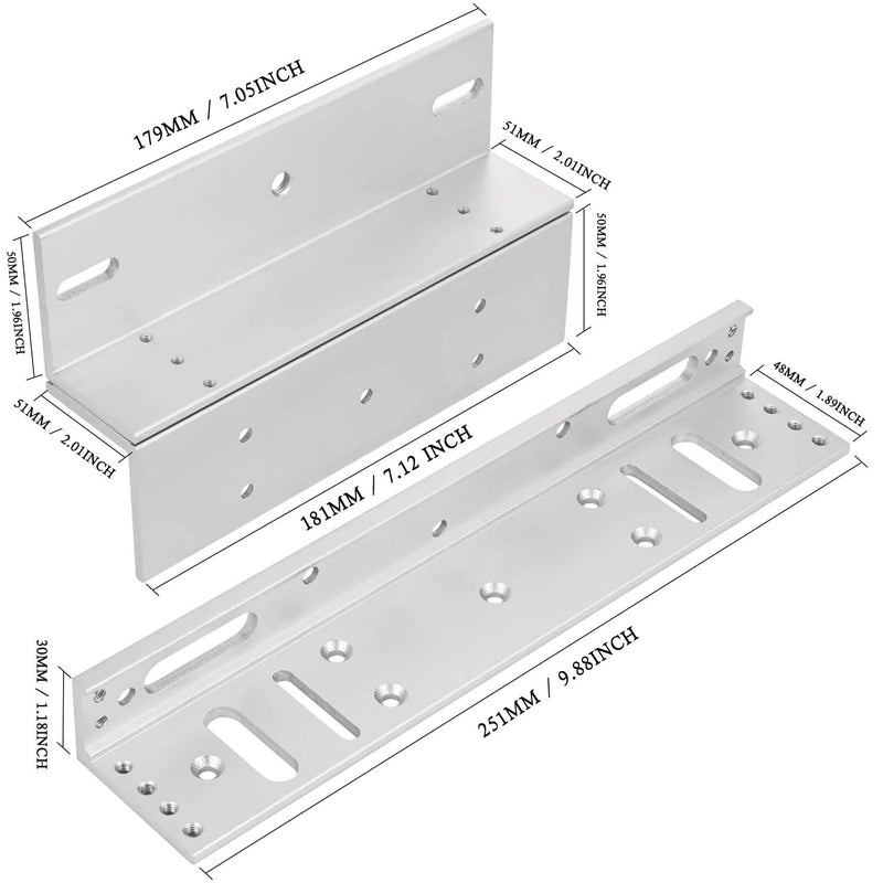 [Australia - AusPower] - Z and L Aluminum Alloy Bracket for Single Door 280KG/600lbs Holding Force Electric Magnetic Lock, Electromagnetic Lock Matching Bracket for Inward Door (Single Door 280KG/600lb Z & L Bracket) Single Door 600lb Z & L Bracket 