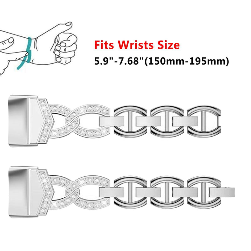 [Australia - AusPower] - Abanen Crystal Alloy Bands for Fitbit Charge 5, Bling Bands Adjustable Women Hollow-carved Lightweight Wristbands Strap Bracelet for Fitbit Charge 5 Advanced Tracker Silver 