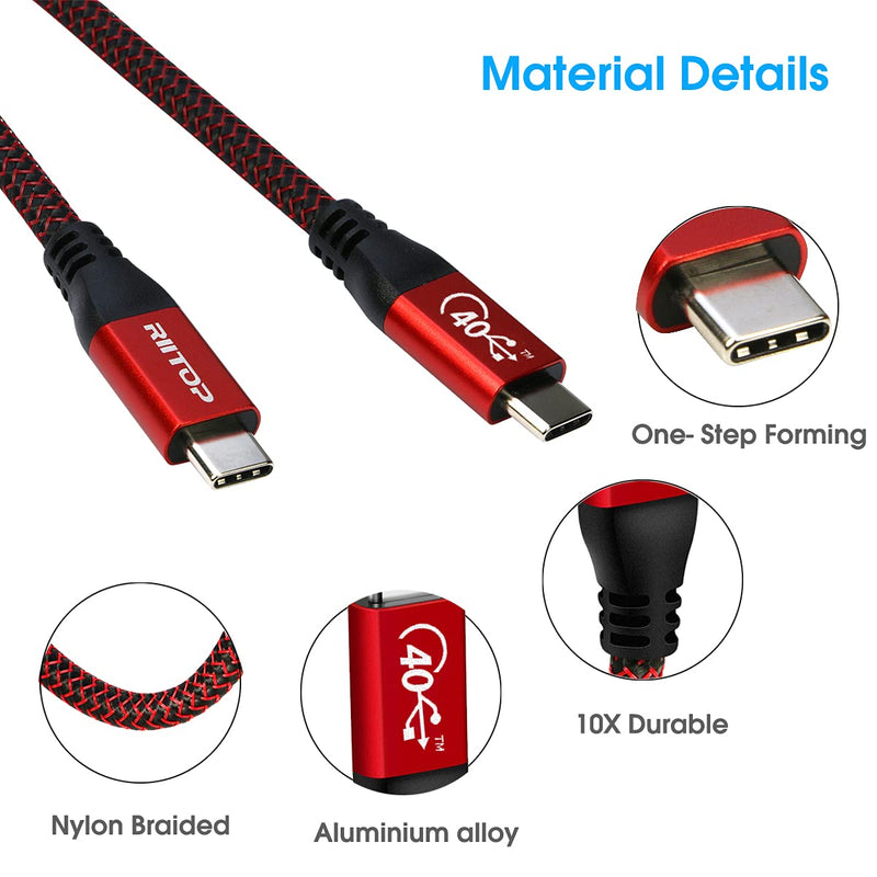 [Australia - AusPower] - USB4 Cable [40Gbps, 3FT], RIITOP USB C to C Cable Support Data, 8K/5K Video, 100W PD Charging Compatible with Thunderbolt 4/3 Cable RED 
