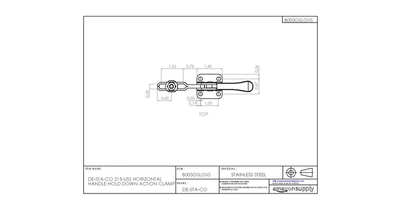 [Australia - AusPower] - DE-STA-CO 215-USS Horizontal Handle Hold Down Action Clamp 