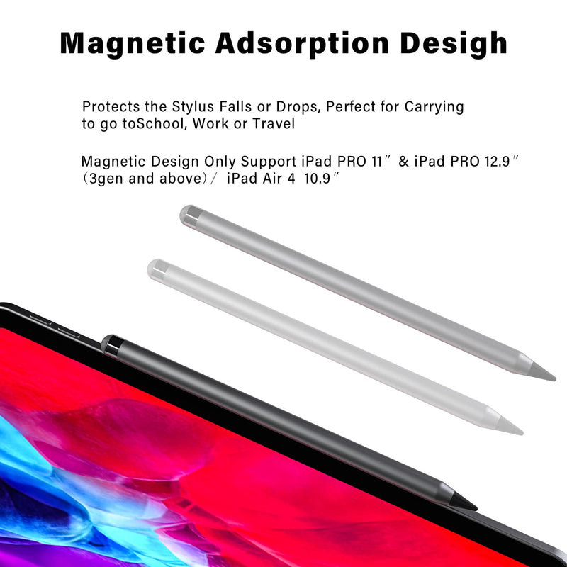 [Australia - AusPower] - doqo Stylus Pen for iPad with Palm Rejection, Active Pencil Compatible with (2018-2021) Apple iPad Pro (11/12.9 inch), iPad Air 3rd/4th Gen, iPad 6/7/8th Gen, iPad Mini 5th Gen Gray 