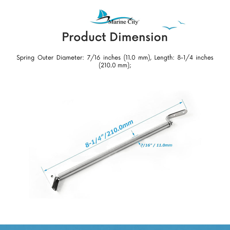 [Australia - AusPower] - MARINE CITY Stainless-Steel Strong & Sturdy Gloss Polished Finished Hatch Spring Adjuster with U-Bolt and L-Shape Plate 8-1/4 Inches for Lighter Door Cabinet Doors Window Hatches 
