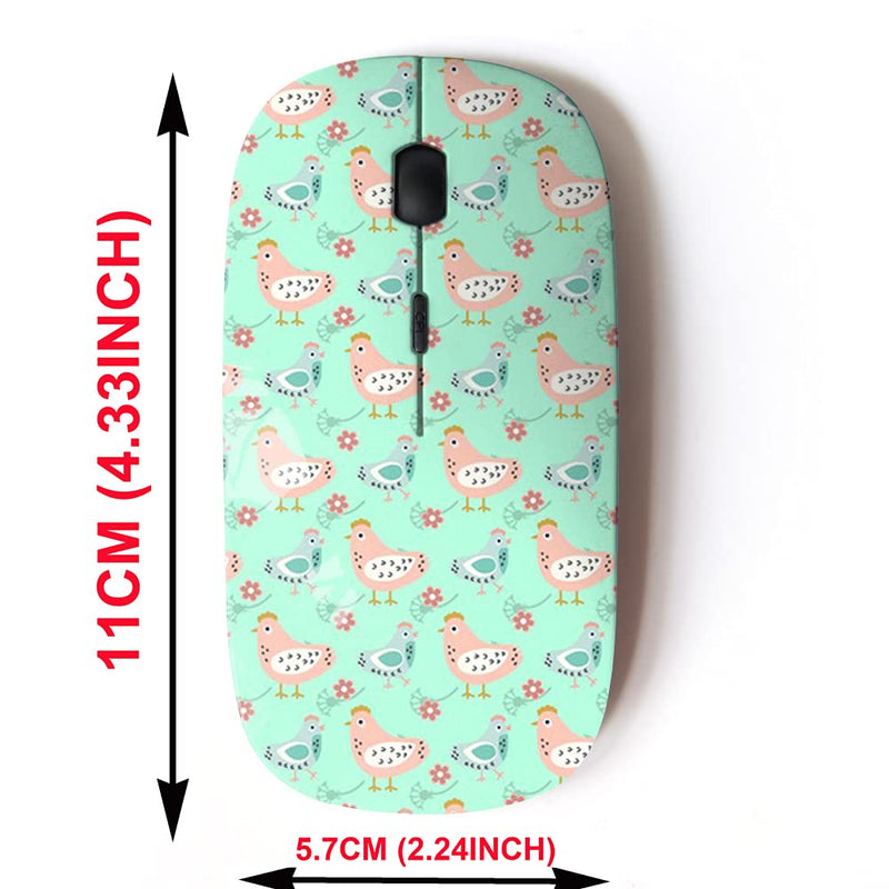 [Australia - AusPower] - 2.4G Wireless Mouse with Cute Pattern Design for All Laptops and Desktops with Nano Receiver - Easter Chicken Flowers 
