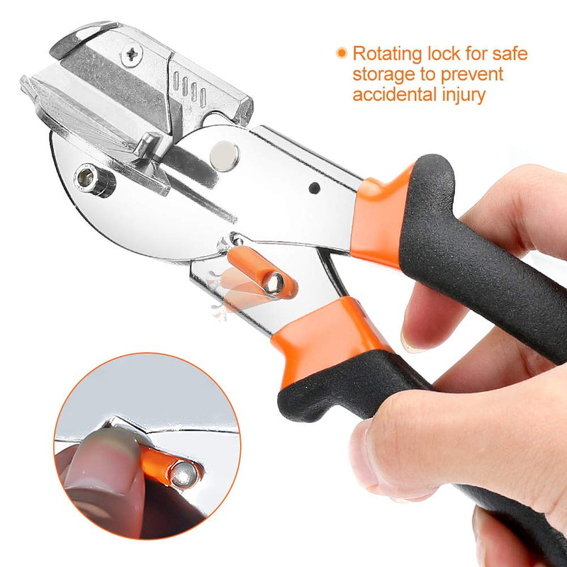 [Australia - AusPower] - Multi Angle Miter Shear Cutter, Jhua 8'' Multifunctional Trunking Shears Hand Tools 45 Degree To 135 Degree Miter Shears Cutting Tool with 10 Spare Blades for Cutting Chamfer, Soft Wood, Plastic, PVC 