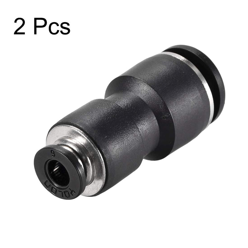 [Australia - AusPower] - uxcell Plastic Straight Union Push to Connect Tube Fitting 12mm-6mm OD Push Fit Lock 2pcs 