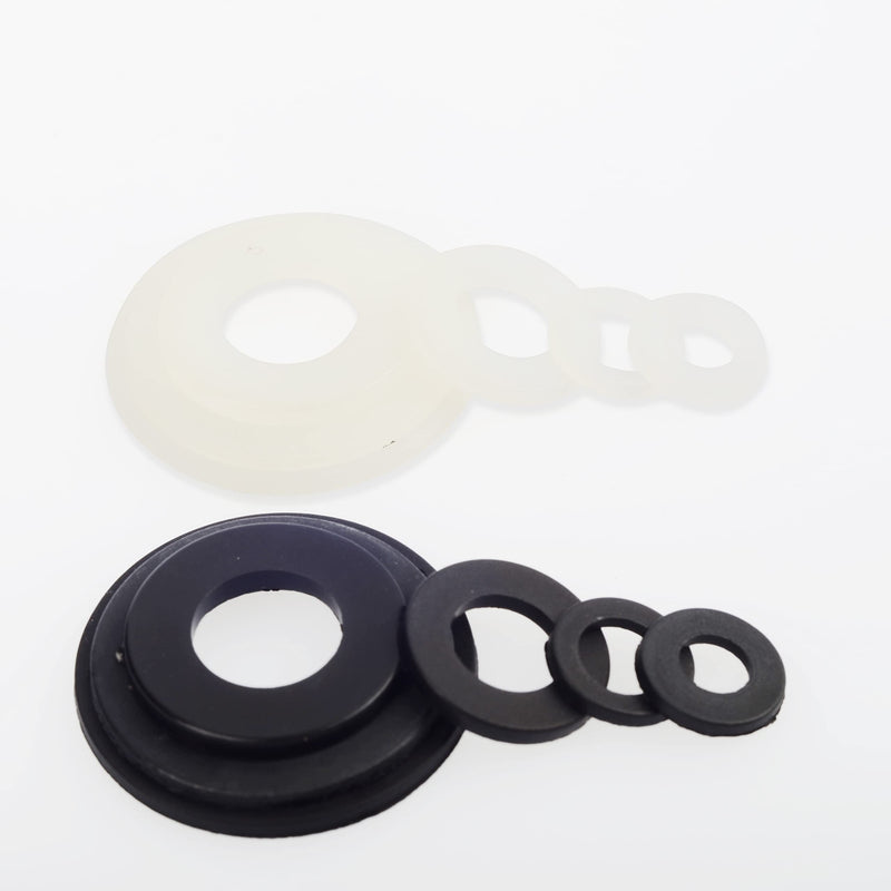 [Australia - AusPower] - QTEATAK 420 Pcs Black/White Nylon Flat Washers Assortment Kit for M2 M2.5 M3 M4 M5 M6 M8 M10 M12 Screws & Bolt 
