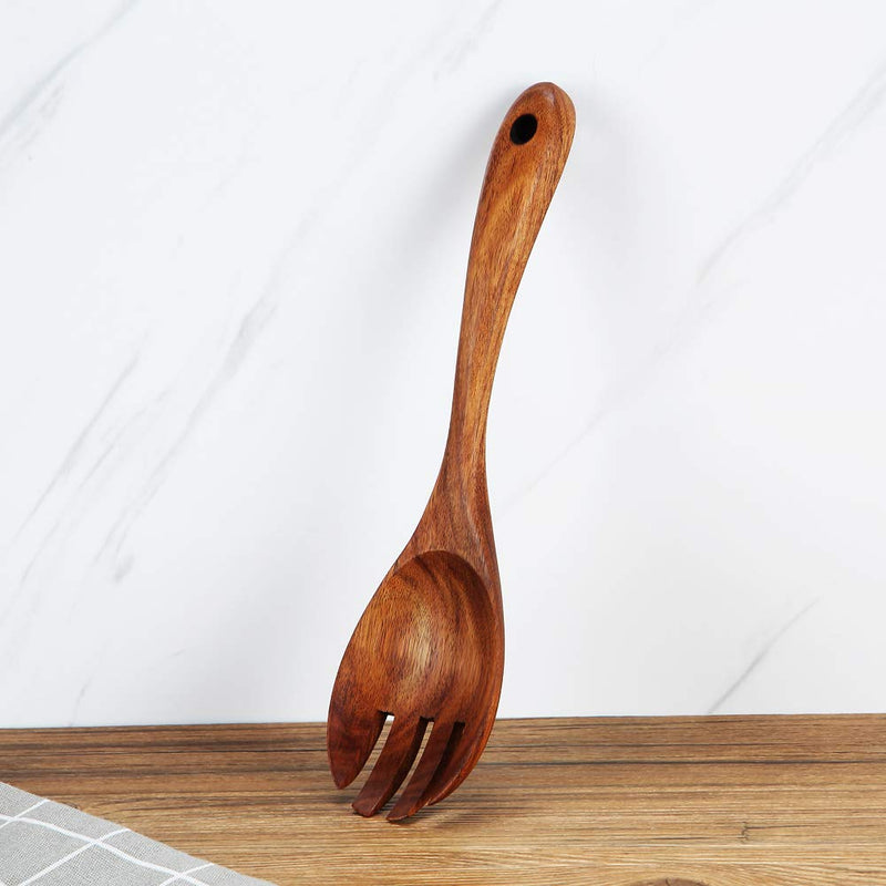 [Australia - AusPower] - Kalinco Wooden Acacia Salad Servers with Salad Spoon and Fork Set Cooking Utensils for Kitchen (Natural Handmade Cookware) (salad servers) 
