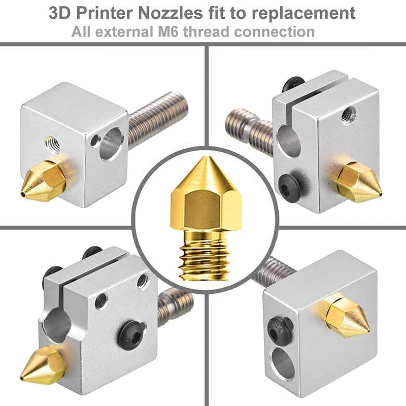 [Australia - AusPower] - 25Pcs 3D Printer Nozzle Kit MK8 Extruder Nozzles Brass Print Head 0.2mm, 0.3mm, 0.4mm, 0.5mm, 0.6mm, 0.8mm, 1.0mm with Storage Box Compatible with 3D Printer Makerbot Creality CR-10 Ender 3 5 