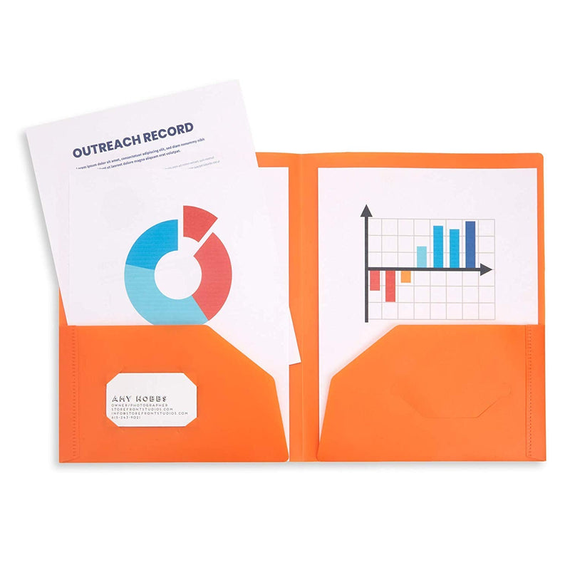 [Australia - AusPower] - 6 Pack Multicolor Plastic Two Pocket Folders, Plastic Folders with 2 Pockets and Business Card Slot, 2 Pocket Plastic Folders for School, Home, and Work, 6 Pack Plastic Folders 