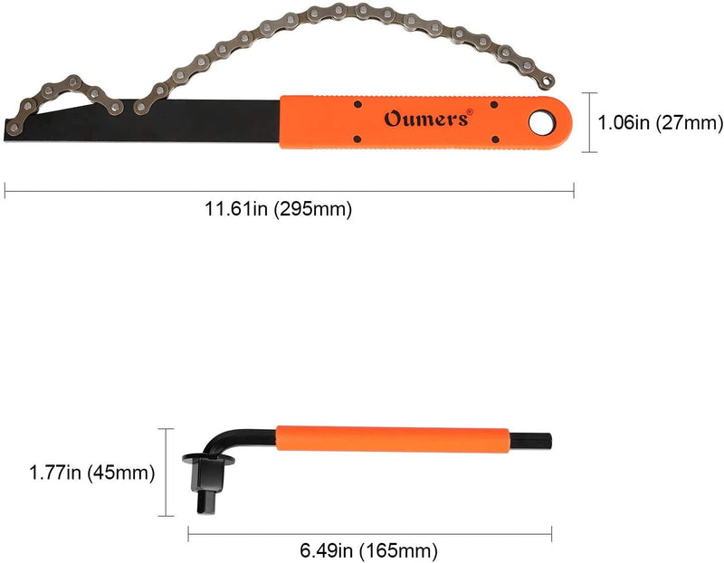 [Australia - AusPower] - Oumers Bike Cassette Removal Tool with Chain Whip and Auxiliary Wrench Bicycle Sprocket Removal Tools, Bicycle Cassette Lock Ring Removal Freewheel Remover Wrench Sprocket Remover 