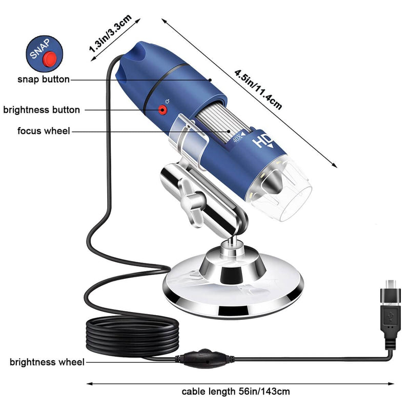 [Australia - AusPower] - Ninyoon 2K USB Digital Microscope for Android PC, 40-1000X Microscope Super HD Endoscope Magnifier Camera Compatible with Android Cellphone and Tablet Windows Mac Chrome Linux - Not for iPhone iPad 