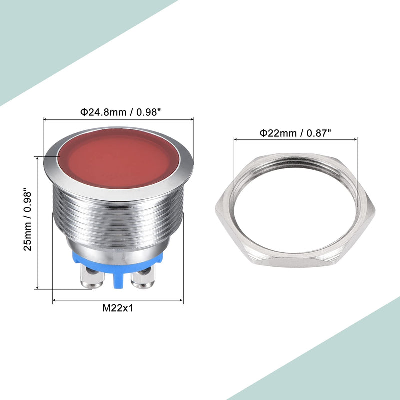 [Australia - AusPower] - MECCANIXITY Indicator LED Light 110V 22mm M22 Panel Mount Metal Waterproof Signal Lamp with O Ring, Red 