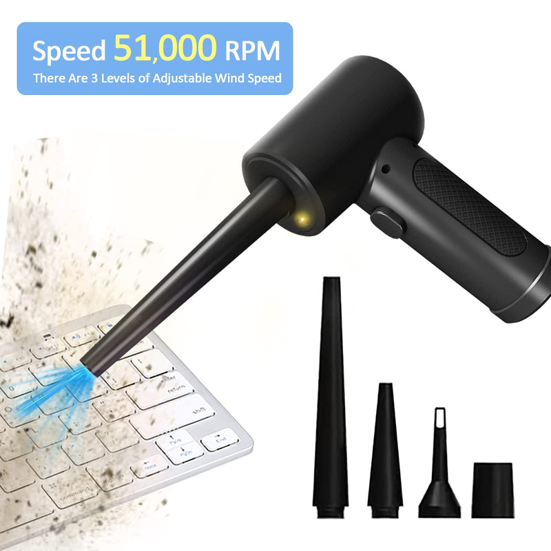 [Australia - AusPower] - Electric Air Duster, Arcwares Cordless Duster for Computer Cleaning, Rechargeable Portable, 51000 RPM/7500MAH/10W,Fast Charging for Computer, Keyboard, Car, Pet House Black 