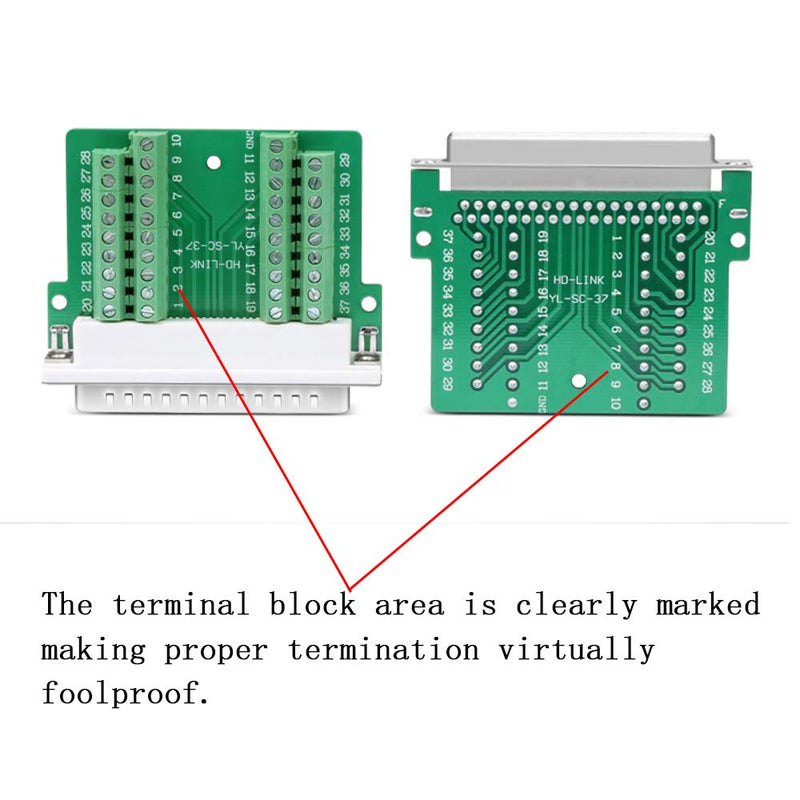 [Australia - AusPower] - ANMBEST Thinner DB37 Solderless RS232 D-SUB Serial to 37-pin Port Terminal Female Adapter Connector Breakout Board with Case Long Bolts Tail Pipe 