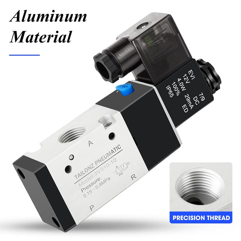 [Australia - AusPower] - TAILONZ PNEUMATIC 3/8"NPT Solenoid Valve 3V310-10 12V/24V/110V/220V Single Coil Pilot-Operated Electric 2 Position 3 Way Connection Type DC12V 