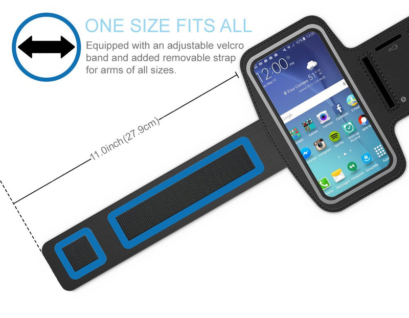 [Australia - AusPower] - MMOBIEL Sportband Compatible with Samsung S7 Edge / S7 / S6 Edge / S6 / S5 / S4 (Black) Neoprene Stretchable Reflective Arm Slots Black 