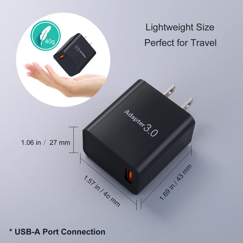 [Australia - AusPower] - Quick Charger 3.0 Wall Charger, OKRAY 2-Pack 18W QC Fast Charging 3.0 USB Charger Power Adapter Wall Plug Compatible iPhone/iPad, Samsung Galaxy S10/S9/S8, Note 9/8, 10W Wireless Charger, HTC - Black 
