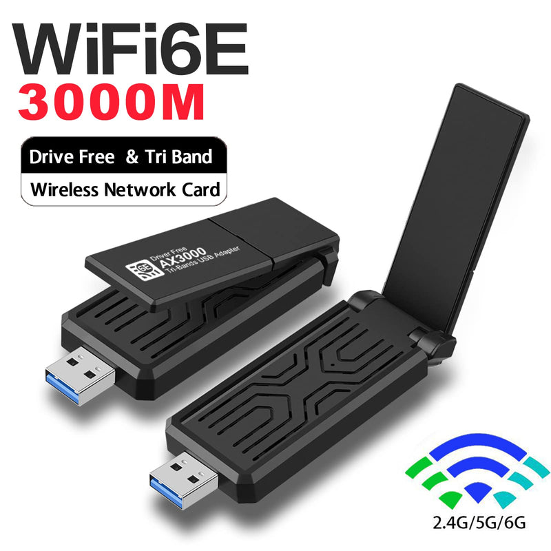 [Australia - AusPower] - Computer Wireless Adapter,USB WiFi Adapter,WiFi 6GHZ Adapter, IEEE802.11AX,MU-MIMO Technologies,AXE3000 Tri-Band Wireless Gigabit Speed Up to 5.3Gbps, New 6GHz Band,Supports Windows 11/10 