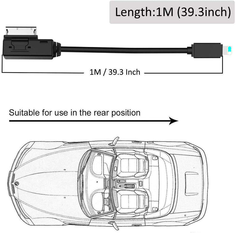 [Australia - AusPower] - Angeliasky Newest Mercedes Benz Music and Charging Adapter Benz Car Charging Audio Cable, AMI MMI Media-in Aux Charge and Music Cord,Fast Charge Completely Compatible with IOS Cell Phone (3ft/1M) 