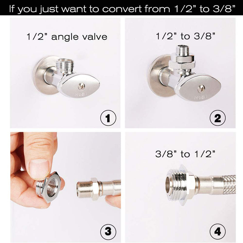 [Australia - AusPower] - Frizzlife NPT Thread Pipe Fitting Converter - 1/2 to 3/8 inch Comp Water Supply Angle Stop Valve Adapter for Reverse Osmosis Water Filters, Brass(3/8" Male to 1/2" Female and 1/2" Male to 3/8" Female) 