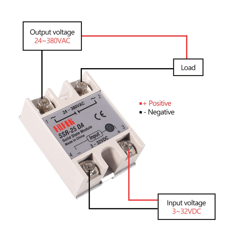 [Australia - AusPower] - Coliao 4pcs Solid State Relay SSR-25DA DC to AC Input 3-32VDC to Output 24-480VAC 25A 250V Solid State Relay Module 
